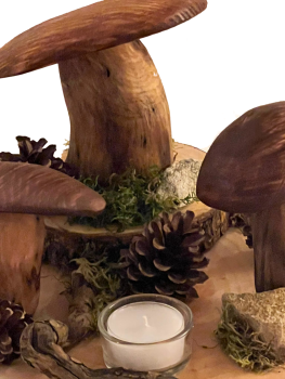 Pilz-Landschaft auf Holzscheibe (Variante A)